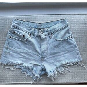 Levi’s 501 Original Cutoff Shorts Size 27 Light Wash Distressed Button Fly